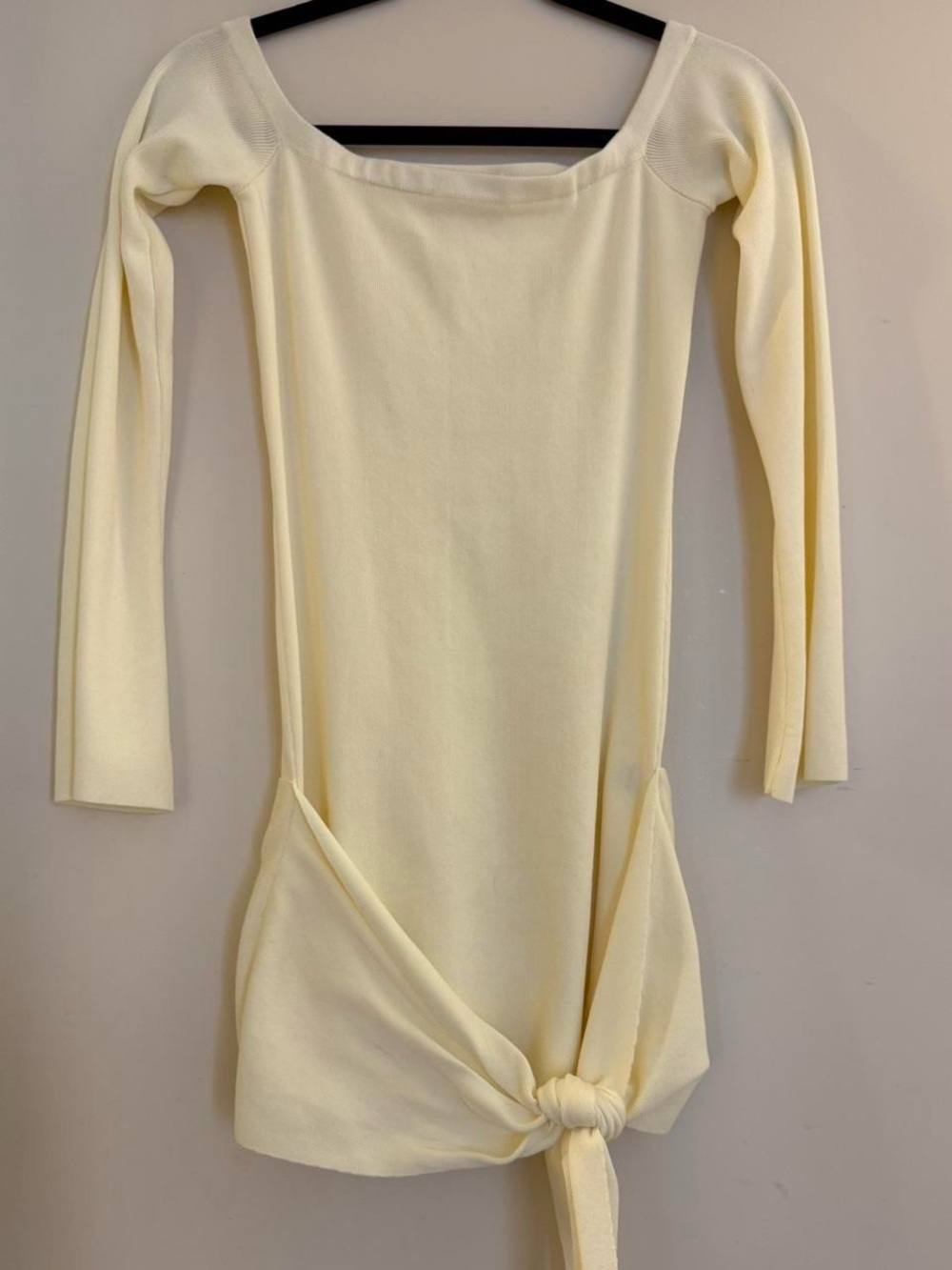 Tiger Mist Cream Long Sleeve Tie-Knot Dress